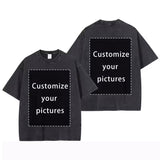 Custom Print Mineral Wash Tee, Retro Streetwear Style