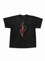 Crimson Blade Washed Tee – Vintage Streetwear Graphic T-Shirt