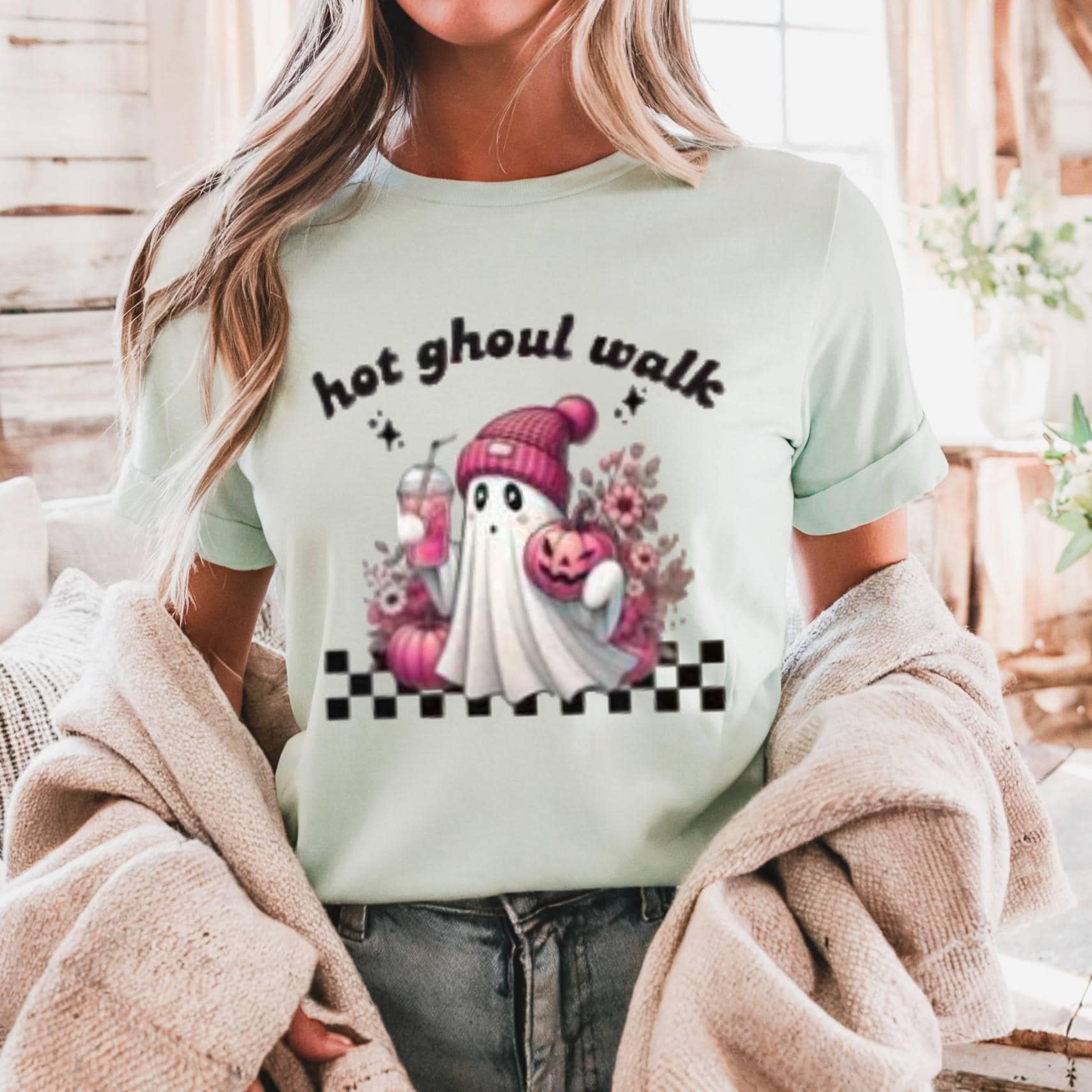 Hot Ghoul Walk Shirt, Funny Ghost Halloween Tee, Spooky Graphic T Shirt