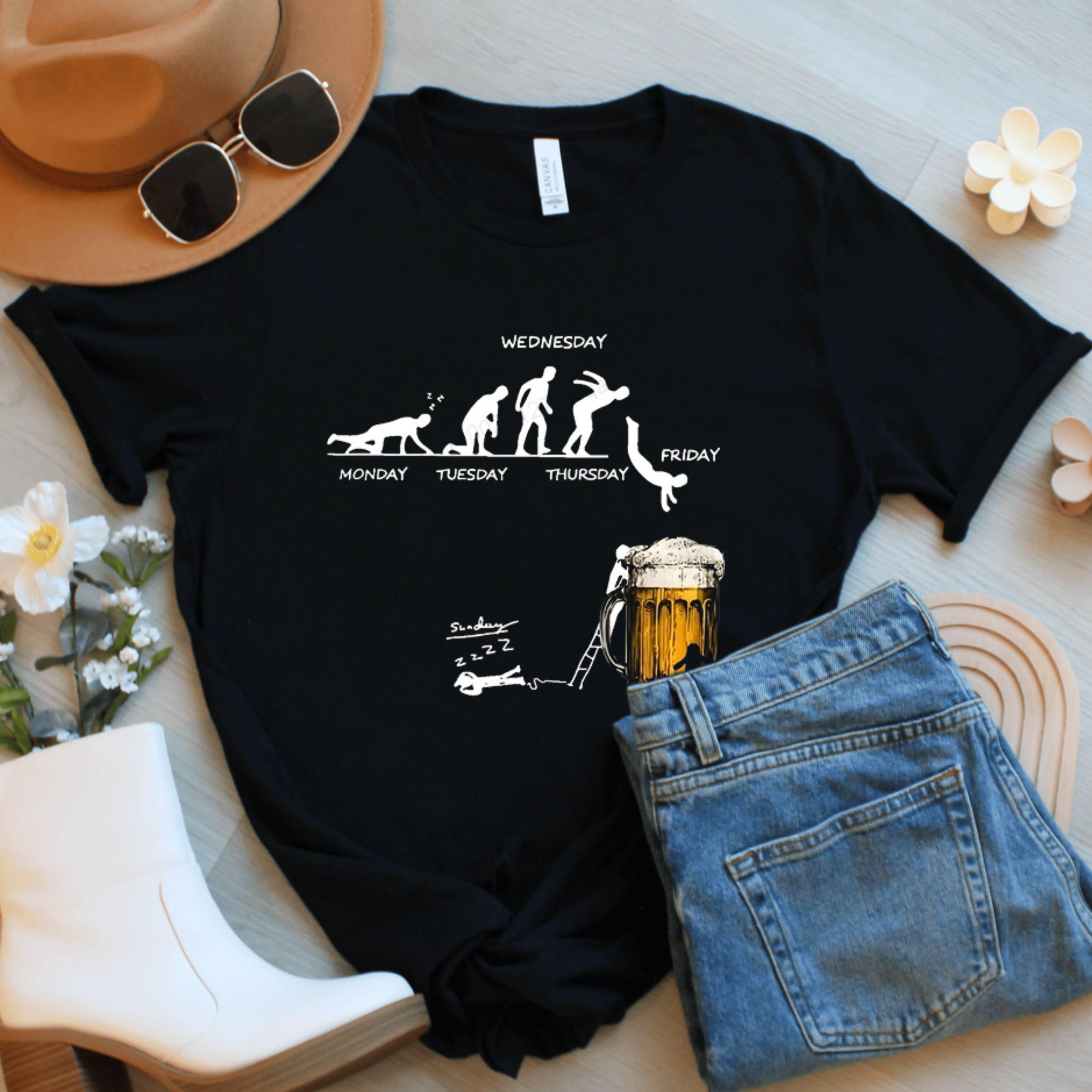 Funny Beer Skeleton Shirt, Unisex Drinking Tee, Friday Party Graphic T Shirt