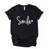 Smile Script Tee, Minimalist Typography Shirt, Unisex Graphic Top
