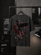 Dark Anime Warrior Graphic T-Shirt – Crimson Chaos Streetwear Unisex Tee