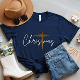 Christmas Cross Shirt, Graphic Holiday Tee, Unisex Christian Top