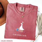 Firequacker Goose Patriotic Tee: Comfort Colors Fourth of July T-Shirt