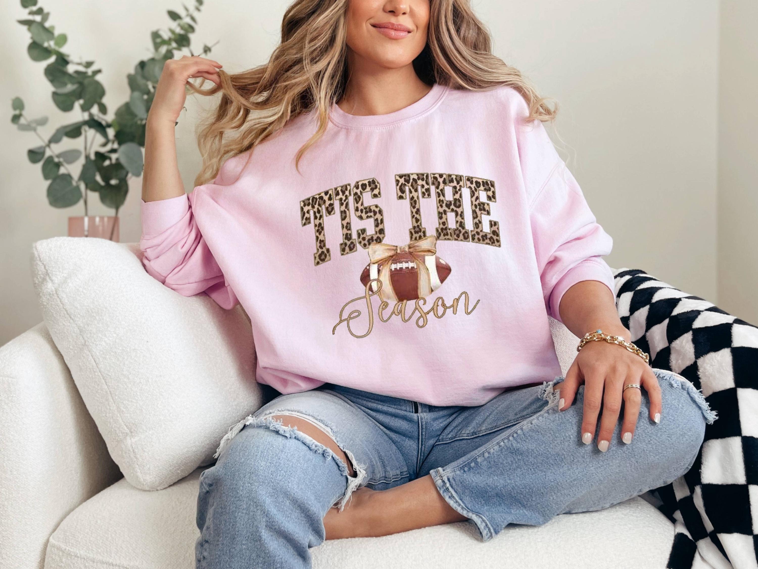 Tis The Season Football Sweatshirt, Leopard Print Game Day Pullover