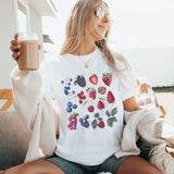 Berry Fruit Graphic Tee, Botanical Print, Unisex Cotton Top