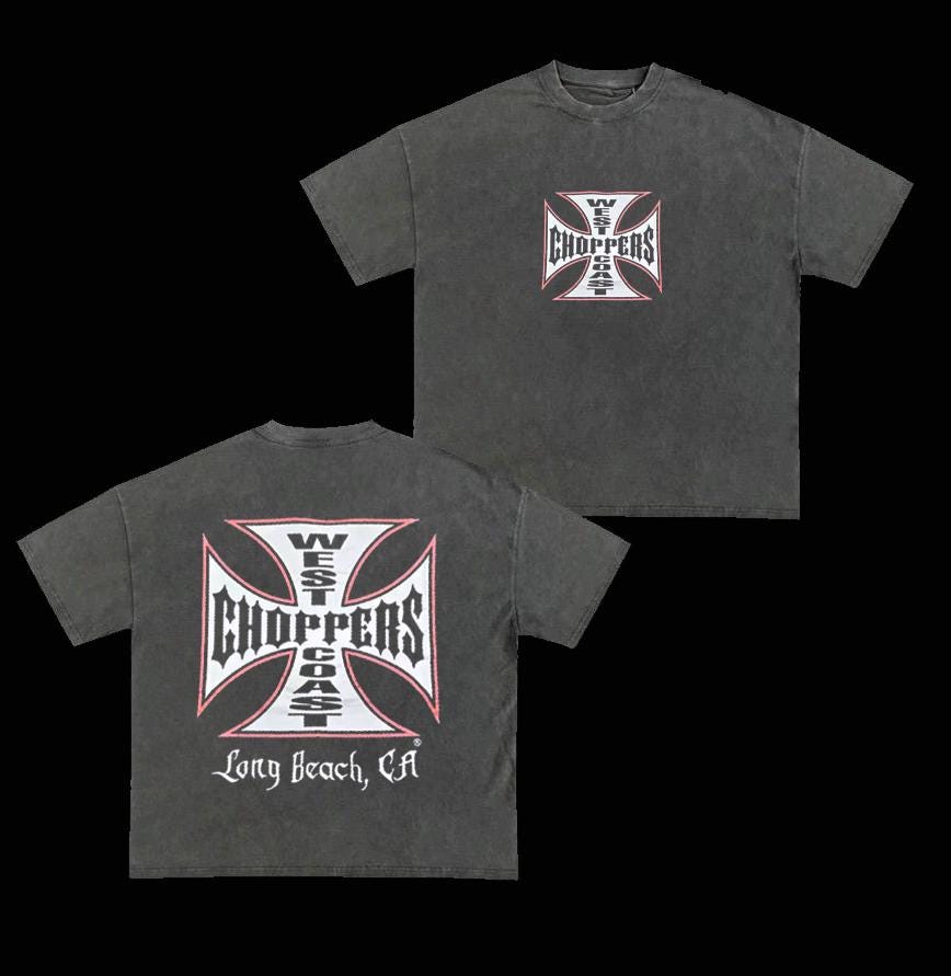Retro West Coast Choppers Tee: Long Beach Wash T-Shirt