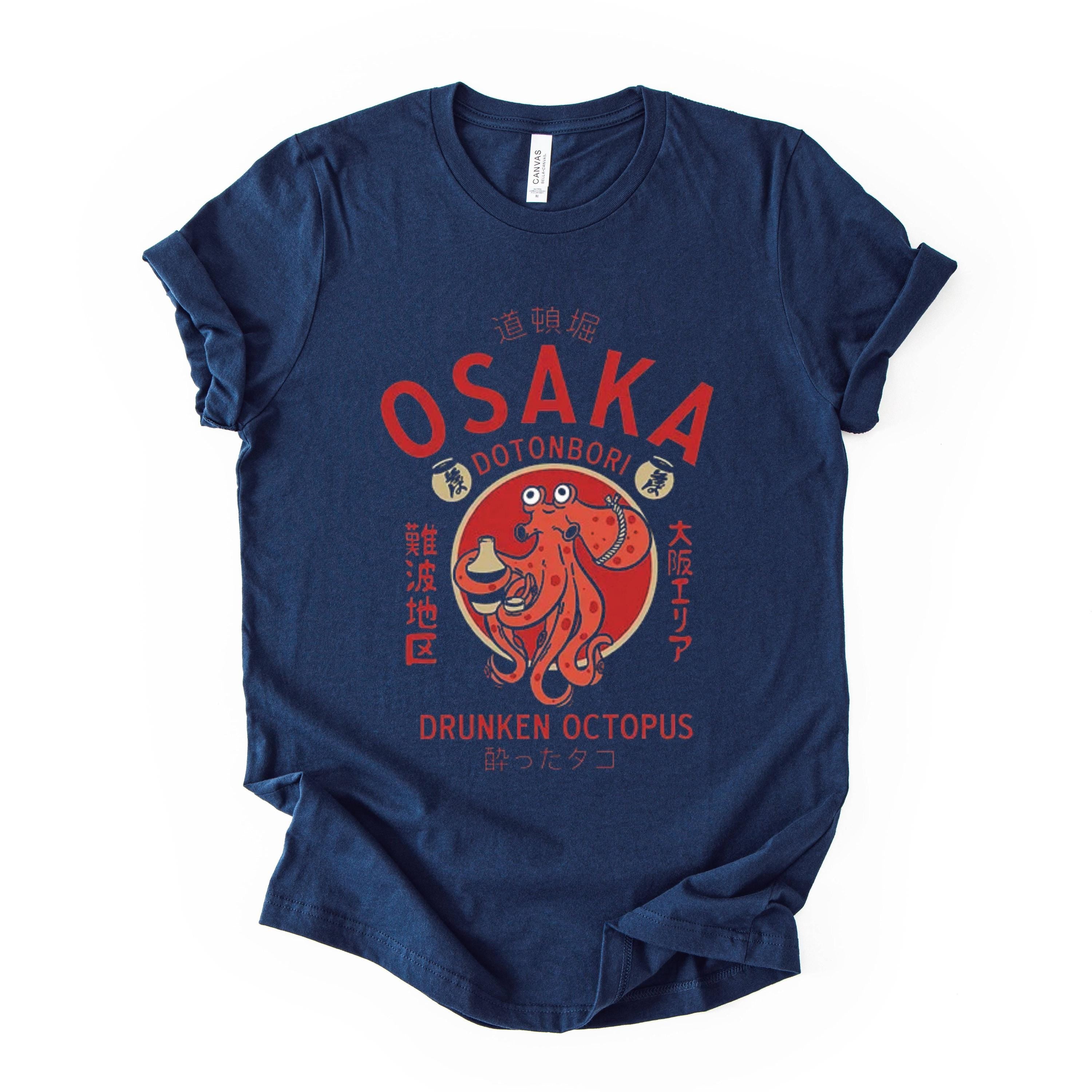 Osaka Octopus Graphic Tee, Japanese Street Art Shirt, Unisex Travel Top