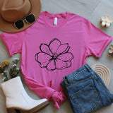 Minimalist Daisy Graphic Tee, Yellow Floral T-Shirt