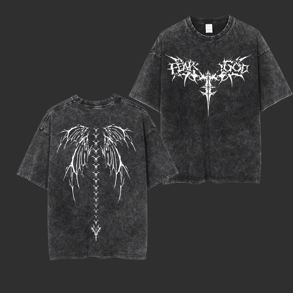 Skull Dragon Wash Tee: Retro Anime Japanese Streetwear