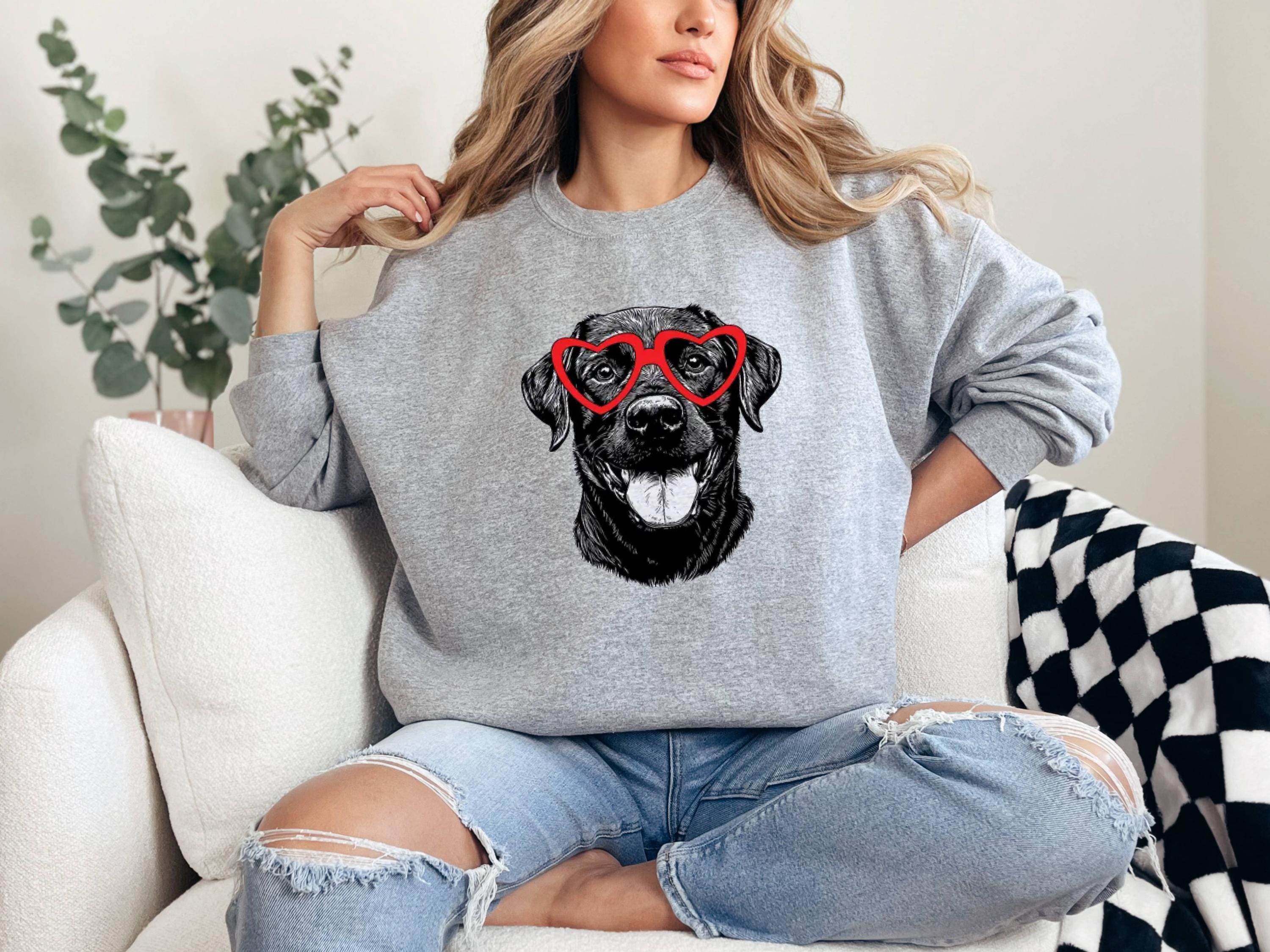 Poodle Sketch Sweatshirt, Heart Glasses Dog, Pet Lover Gift