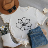 Minimalist Daisy Graphic Tee, Yellow Floral T-Shirt