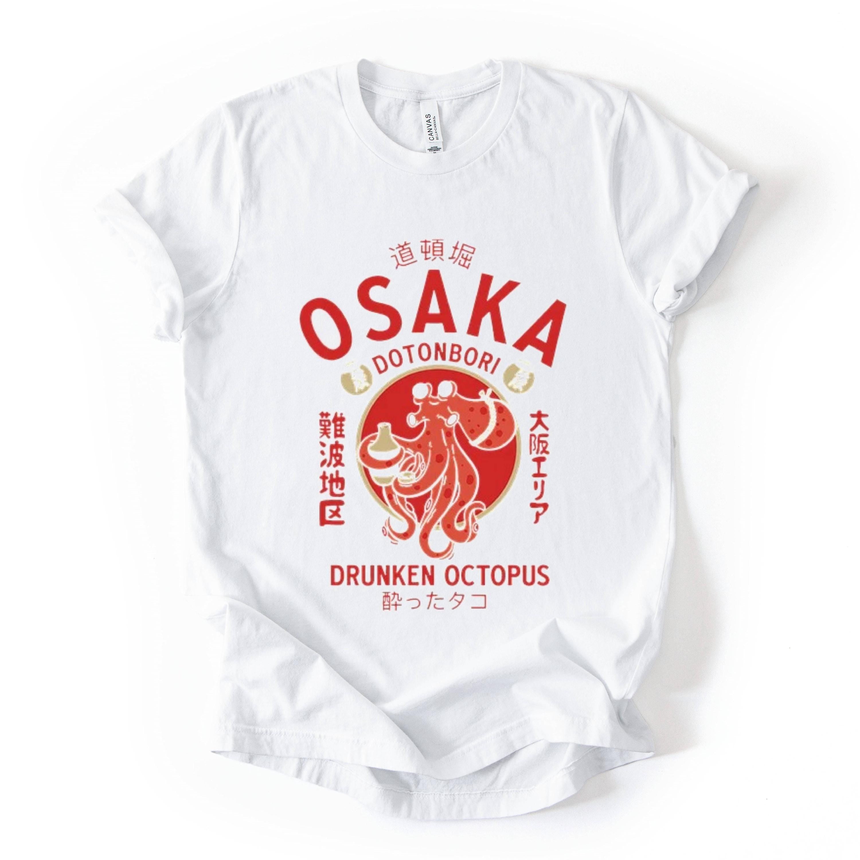 Osaka Octopus Graphic Tee, Japanese Street Art Shirt, Unisex Travel Top