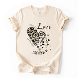 Leopard Heart Graphic Tee, Fashion Typography Shirt, Unisex Casual Top