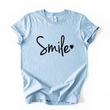 Smile Script Tee, Minimalist Typography Shirt, Unisex Graphic Top