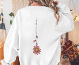 Minimal Floral Line Art Sweatshirt • Back Print Flower Design • Cozy Pullover