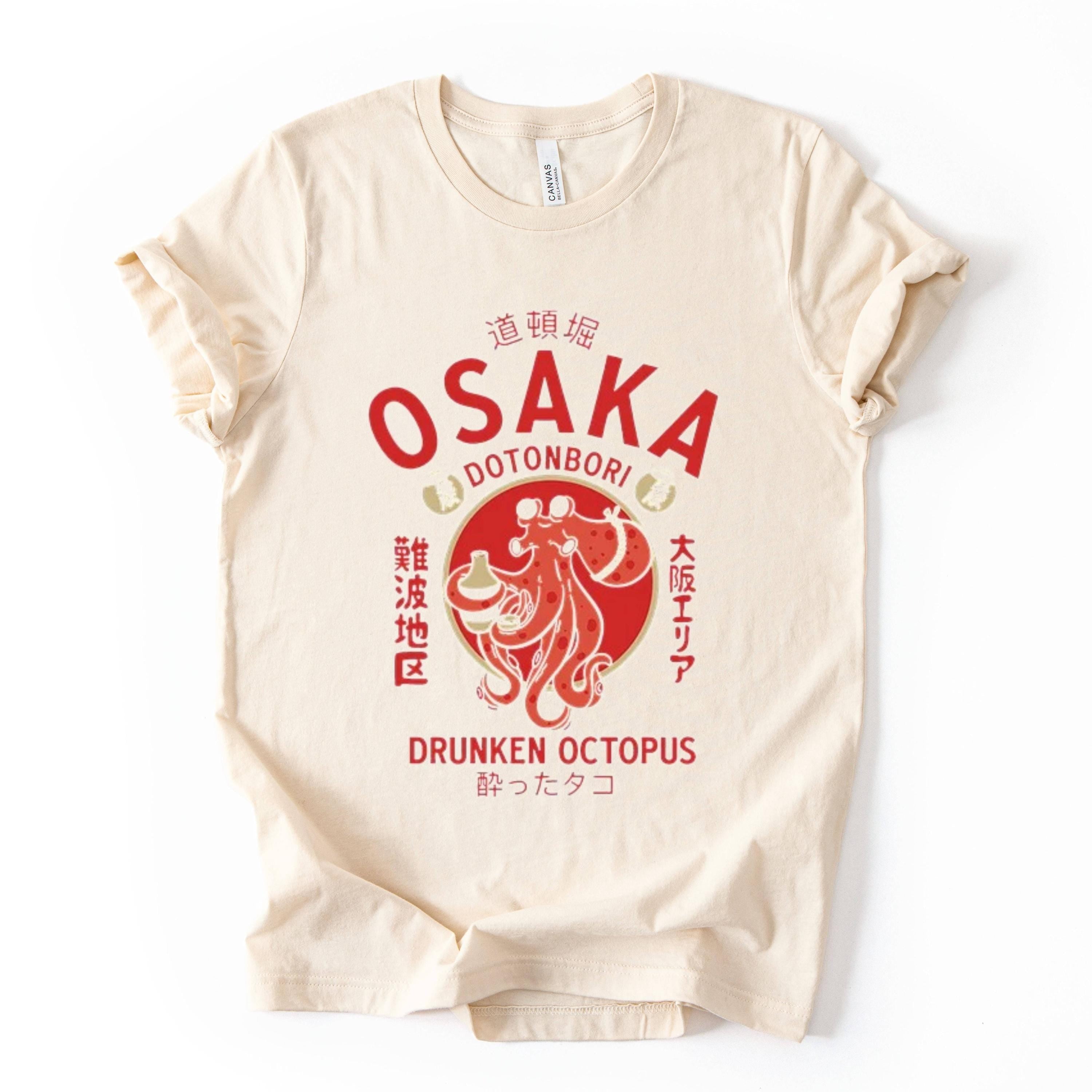 Osaka Octopus Graphic Tee, Japanese Street Art Shirt, Unisex Travel Top