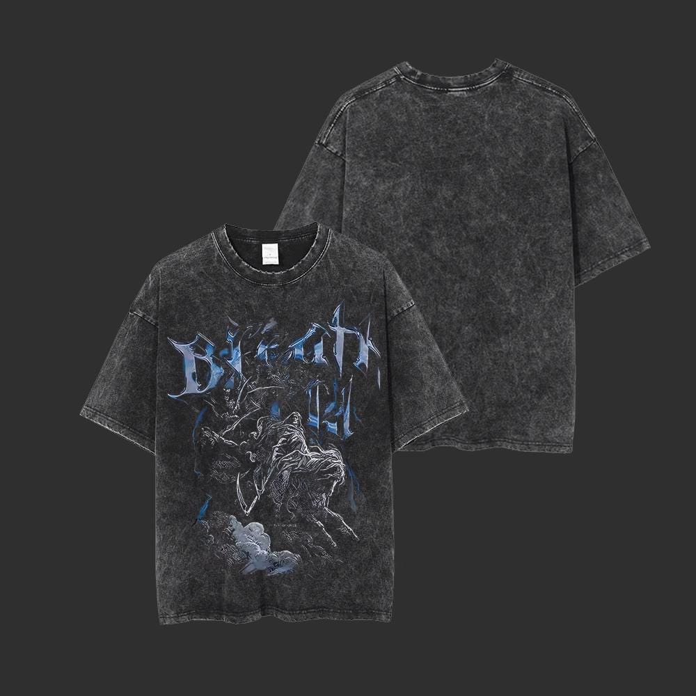 Black Wash Anime Tee: Retro Japanese Streetwear Style