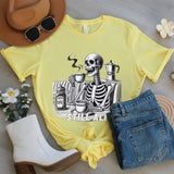 Still Alive Skeleton Coffee T-Shirt, Funny Halloween Tee