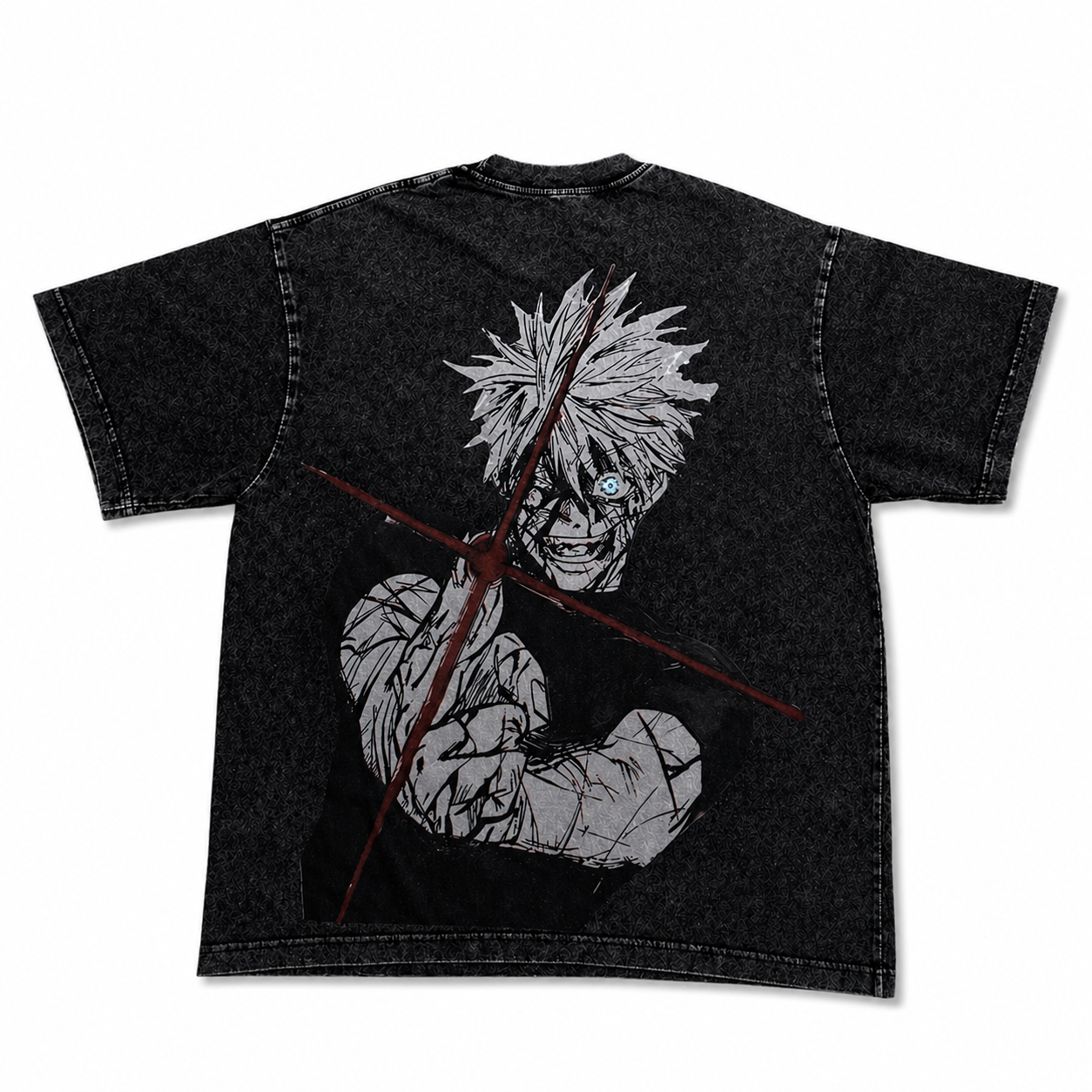 Gojo “Honored One” Washed BlackT-Shirt – Anime Streetwear Graphic Tee