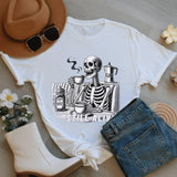 Still Alive Skeleton Coffee T-Shirt, Funny Halloween Tee