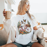 Vintage Bicycle Floral Shirt, Boho Graphic Tee, Butterfly Nature Shirt