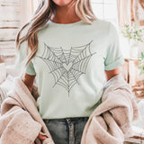 Spider Web Heart Graphic Tee, Spooky Fall Shirt
