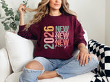 2026 Glitter Bow Sweatshirt, New Year's Eve Shirt, Trendy, Party