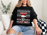 Funny Skull Christmas Sweatshirt, Jolly Face Holiday Sweater, Unisex Graphic Xmas Top