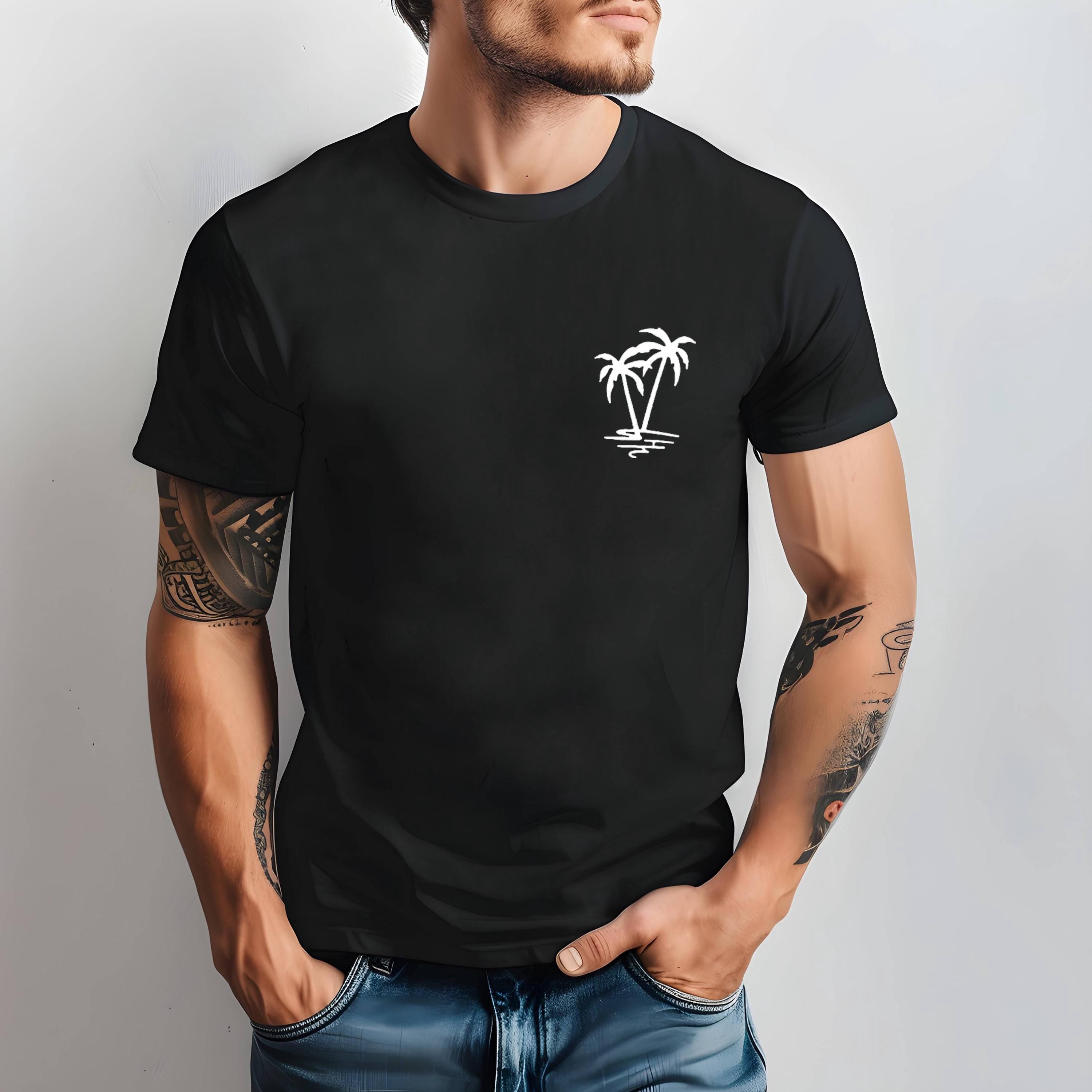 Minimal Palm Tree T Shirt Small Chest Graphic Tropical Summer Tee