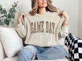 Game Day Leopard Print Sweatshirt, Cozy Unisex Crewneck, Fall Football Outfit, Retro Graphic Pullover