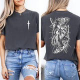 Tattoo Style Dagger Graphic Tee, Gothic Hand and Eye Shirt