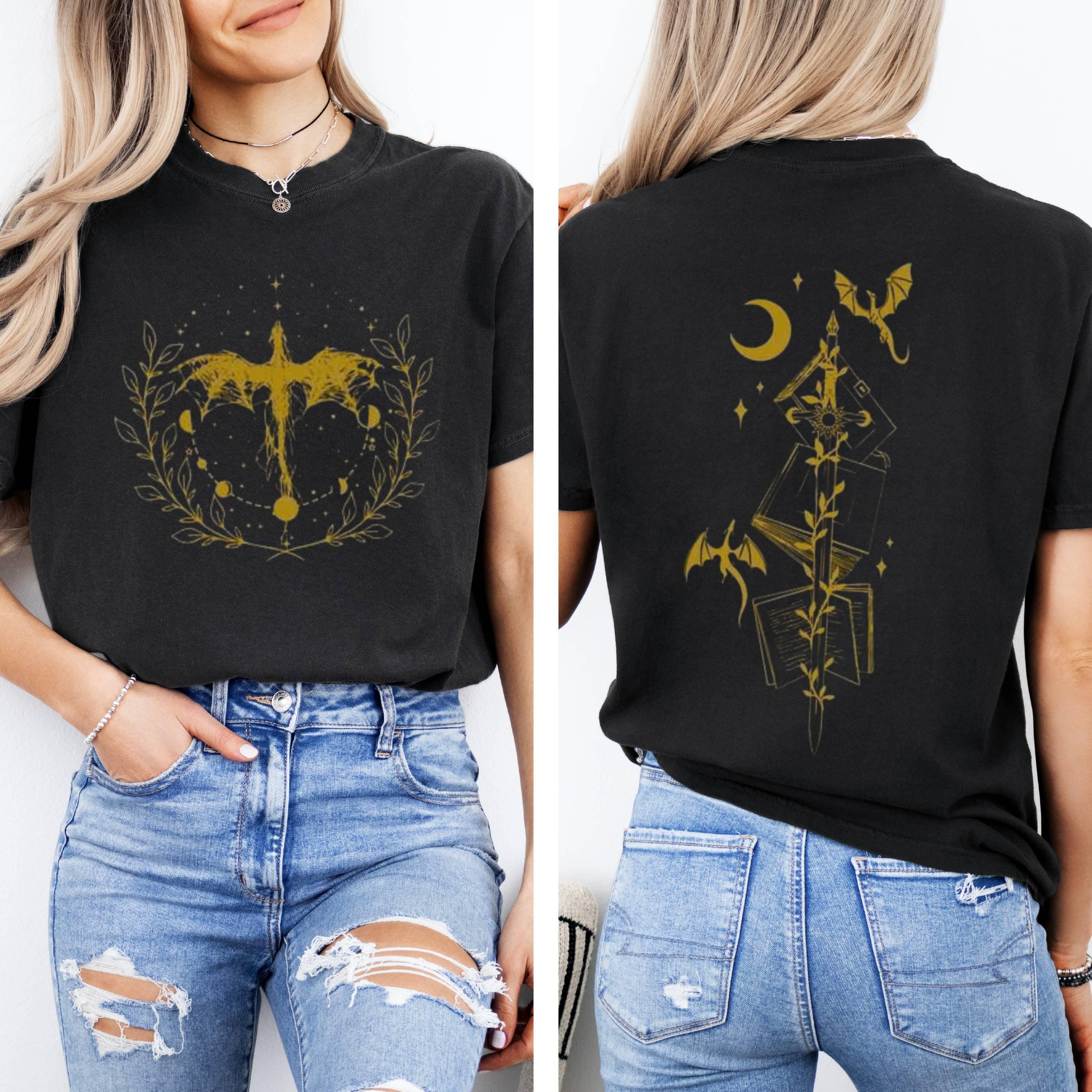 Dragon and Sword Graphic Tee: Vintage V-Neck Fantasy Shirt