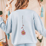 Minimal Floral Line Art Sweatshirt • Back Print Flower Design • Cozy Pullover