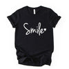 Smile Script Tee, Minimalist Typography Shirt, Unisex Graphic Top
