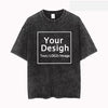 Custom Print Mineral Wash Tee, Retro Streetwear Style
