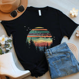 Vintage Sunset Mountain T-Shirt: Nature Hiking Outdoorsy Tee