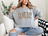 Game Day Leopard Print Sweatshirt, Cozy Unisex Crewneck, Fall Football Outfit, Retro Graphic Pullover